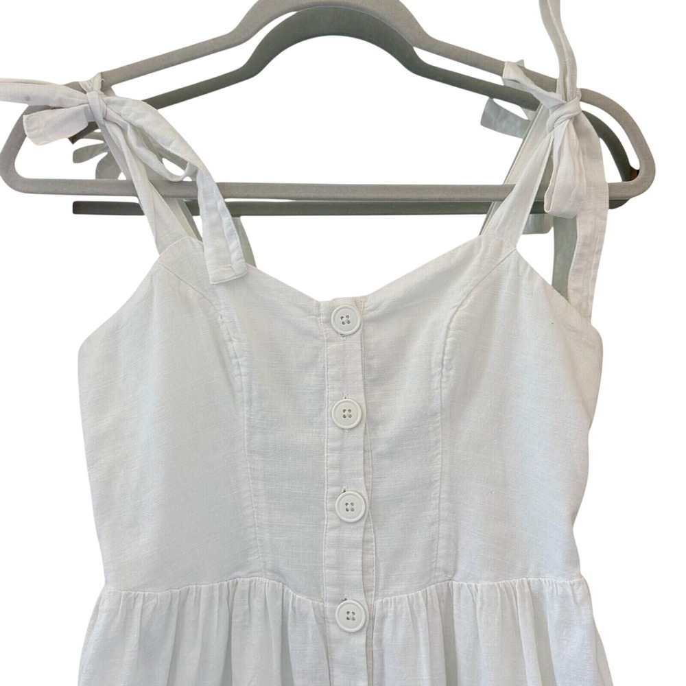 Urban Outfitters White Cotton Button Down Tie Strap Tiered Midi Dress Womens S - Picture 10 of 16